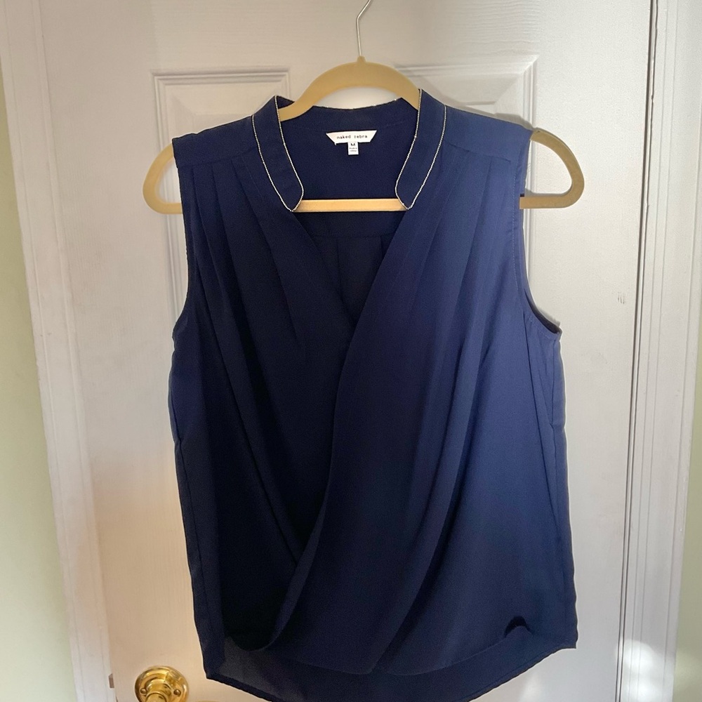 Naked Zebra Navy Sleeveless Blouse